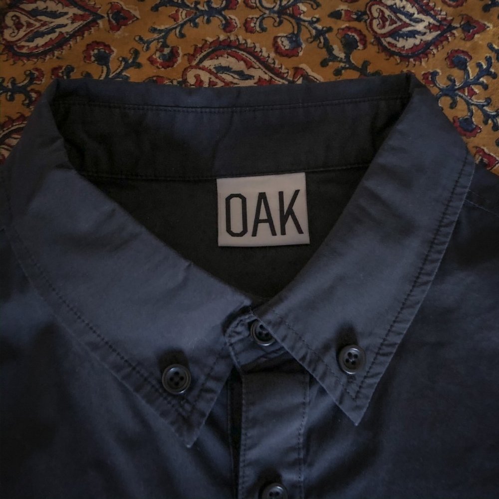 OAK NYC Men's Black Collar Long Shirt, Medium